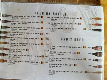 Tomorrow X restaurant menu on Koh Phangan, featuring a variety of dishes.