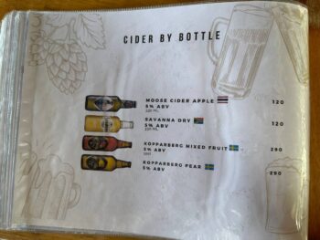 Tomorrow X restaurant menu on Koh Phangan, featuring a variety of dishes.