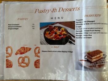 Tomorrow X restaurant menu on Koh Phangan, featuring a variety of dishes.