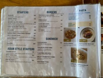 Tomorrow X restaurant menu on Koh Phangan, featuring a variety of dishes.