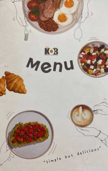 Menu of Café K.O.B on Koh Phangan