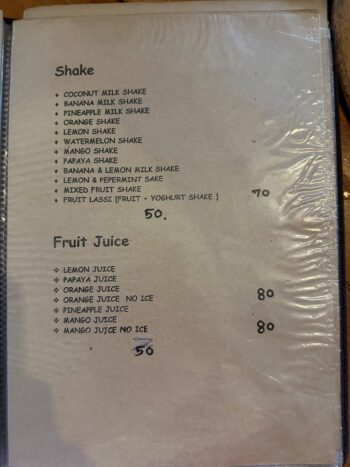 Menu of Ban Samphao Korean Barbecue on Koh Phangan