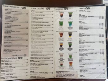 Menu at Infinity Bar and Restaurant, Koh Phangan