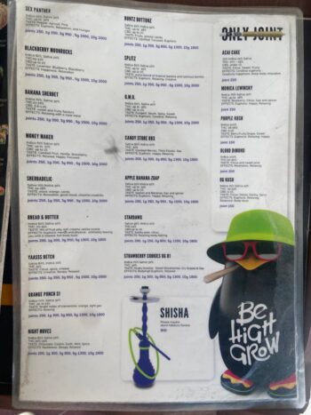 Menu at Infinity Bar and Restaurant, Koh Phangan