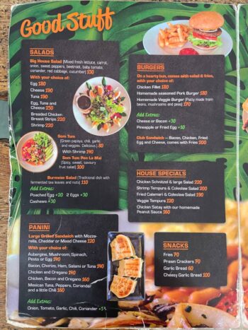 Menu of The Canteen on Koh Phangan