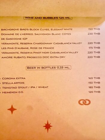 Menu of Ban Sabaii Signature Cocktail Bar on Koh Phangan