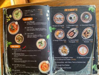 Menu of 2C Bar on Koh Phangan