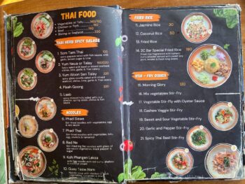 Menu of 2C Bar on Koh Phangan