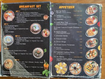 Menu of 2C Bar on Koh Phangan