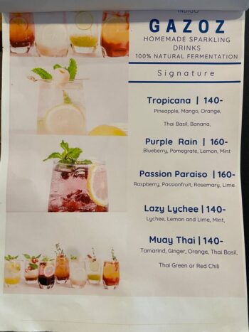 Menu at Indigo Cafe & Eatery on Koh Phangan – breakfast, pasta, pastries, and vegan desserts
