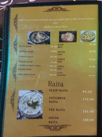 Namaskar Restaurant Menu - A variety of traditional Indian dishes like curries, tandoori, and naan.