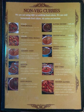 Namaskar Restaurant Menu - A variety of traditional Indian dishes like curries, tandoori, and naan.