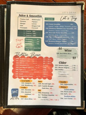 Delicious Thai dishes, pizzas, and spaghetti served at Wang Sai Restaurant in Koh Phangan.