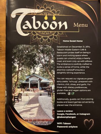 Taboon Restaurant and Cafe – Middle Eastern menu with hummus, shakshuka, lamb pita, and fantastic desserts.