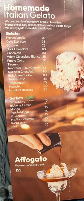 Menu at Indigo Cafe & Eatery on Koh Phangan – breakfast, pasta, pastries, and vegan desserts