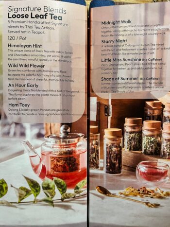Menu at Indigo Cafe & Eatery on Koh Phangan – breakfast, pasta, pastries, and vegan desserts