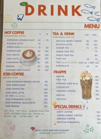 Menu at Local Cafe and Restaurant – Featuring Thai curry, seafood, and light salads, perfect for any meal.