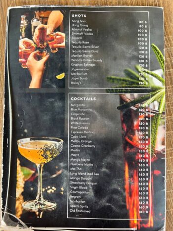 Menu at Ratatouille – Thai and European dishes with fresh ingredients and rich flavors.