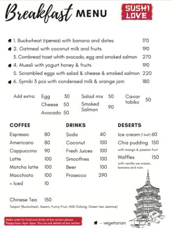 Menu at Sushi Love Koh Phangan - Fresh Sushi, Tacos & More