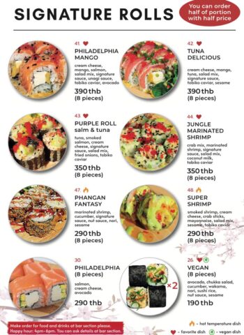 Menu at Sushi Love Koh Phangan - Fresh Sushi, Tacos & More