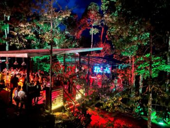 DJ booth and dancefloor at Unclave Phangan jungle nightclub