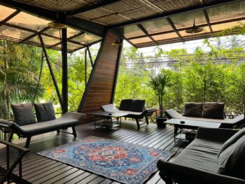 Interior and dishes at BASIL Restaurant & Be High Lounge, Koh Phangan