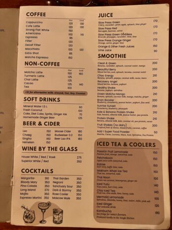 Vegan and vegetarian menu at The Sanctuary restaurant