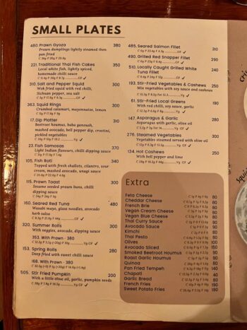 Vegan and vegetarian menu at The Sanctuary restaurant