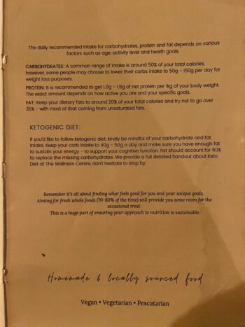 Vegan and vegetarian menu at The Sanctuary restaurant