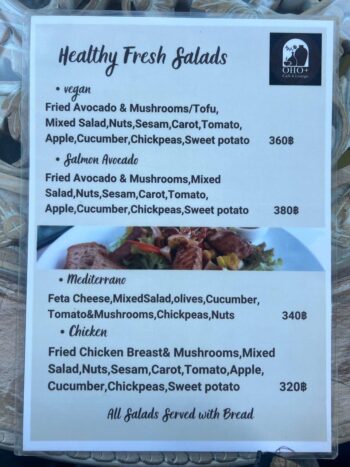 Menu with coffee, snacks, and desserts at OHO+ Cafe Lounge