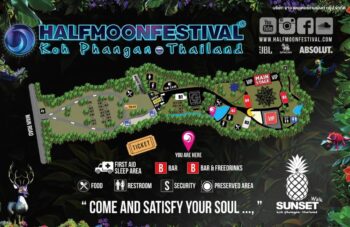 Magical Forest Koh Phangan jungle stage with lights, music, and trees