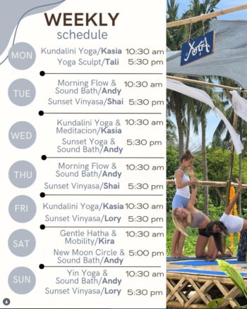 Nestra Beach Shala class schedule and daily yoga offerings