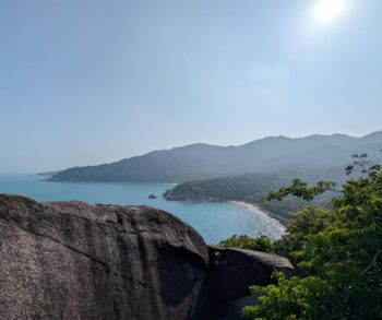 View from Haad Wai Nam Scenic Spot overlooking the turquoise bay and jungle