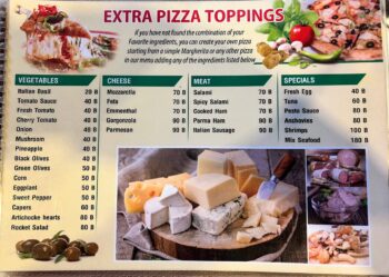 Menu of That’s Amore Italian restaurant in Thong Nai Pan Noi, Koh Phangan