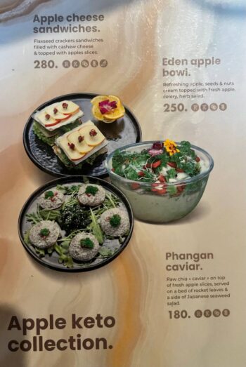 Menu at Shivari Healing & Art Center featuring raw and vegan dishes