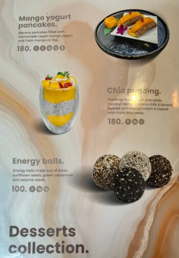 Menu at Shivari Healing & Art Center featuring raw and vegan dishes