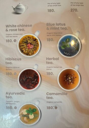 Menu at Shivari Healing & Art Center featuring raw and vegan dishes