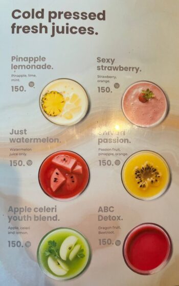 Menu at Shivari Healing & Art Center featuring raw and vegan dishes