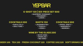 Menu at YEP Listening Bar on Koh Phangan with Russian-Asian fusion dishes