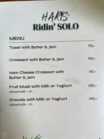 Restaurant menu dishes on Koh Phangan — Thai and international cuisine