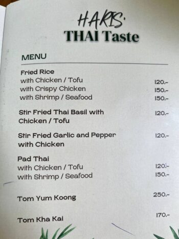 Halal dishes and menu items at Haris' Halal Café Koh Phangan