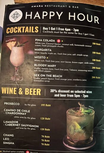 Thai food, seafood and international dishes at Amara Restaurant & Bar