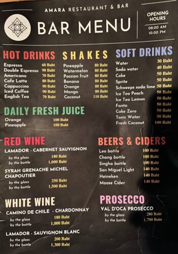 Thai food, seafood and international dishes at Amara Restaurant & Bar