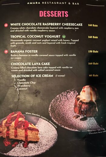 Thai food, seafood and international dishes at Amara Restaurant & Bar