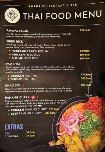 Thai food, seafood and international dishes at Amara Restaurant & Bar