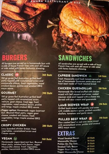 Thai food, seafood and international dishes at Amara Restaurant & Bar