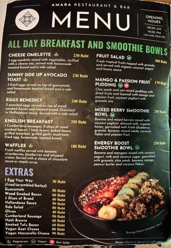 Thai food, seafood and international dishes at Amara Restaurant & Bar