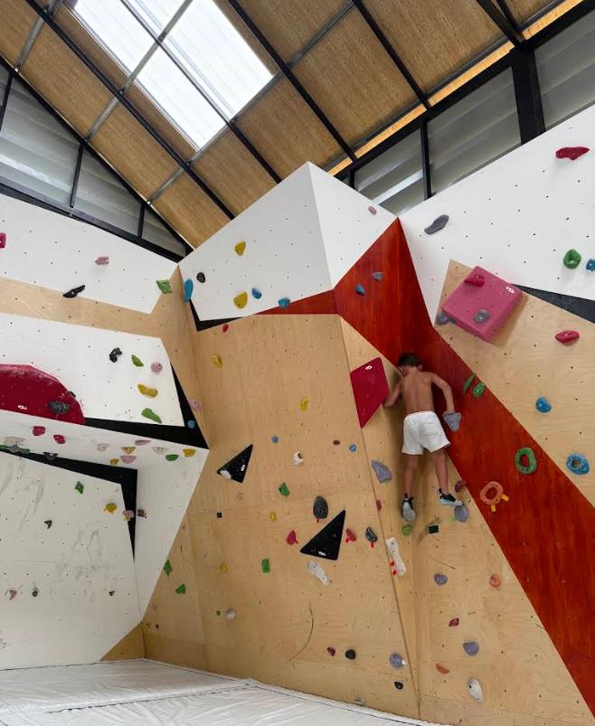 Up Side Bouldering Gym interior and climbing walls on Koh Phangan