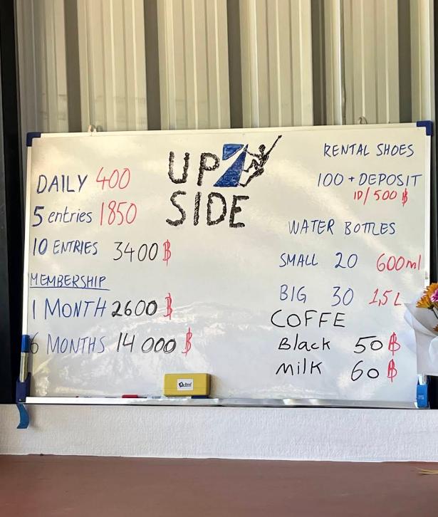 Up Side Bouldering Gym interior and climbing walls on Koh Phangan