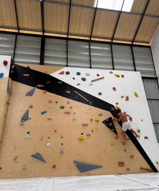 Up Side Bouldering Gym interior and climbing walls on Koh Phangan